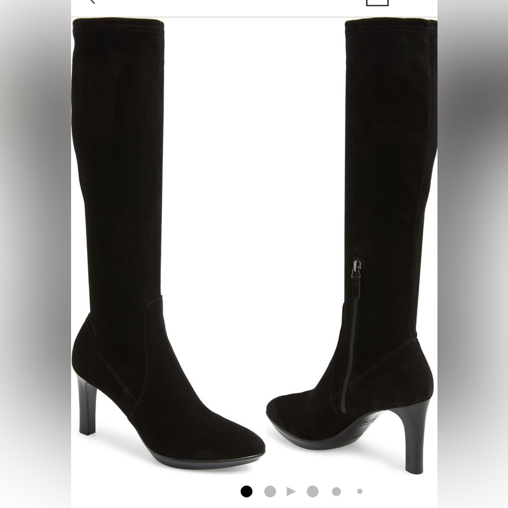 Aquatalia Rhumba Boots Black Suede Tall Platform Heels 8